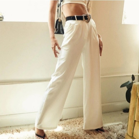 Princess Polly Huxley champagne satin high waisted wide leg pants - Picture 13 of 16